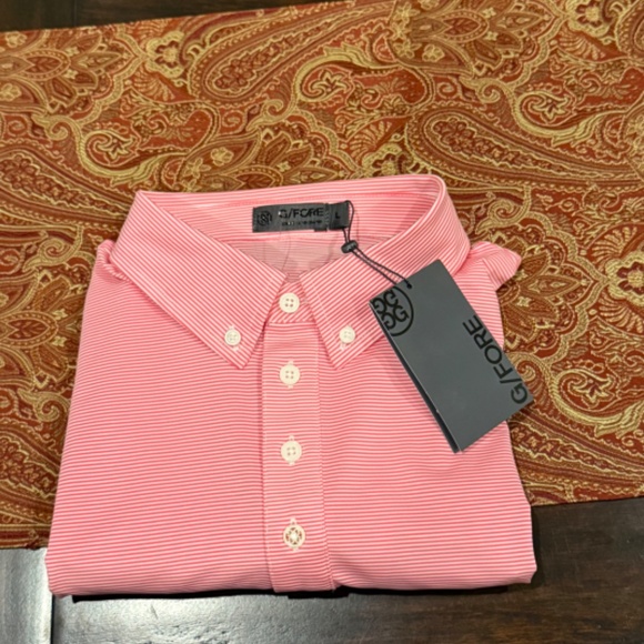 G/FORE Men's Large Feeder Stripe Tech Jersey Polo AZA MSRP $120 - Picture 4 of 11